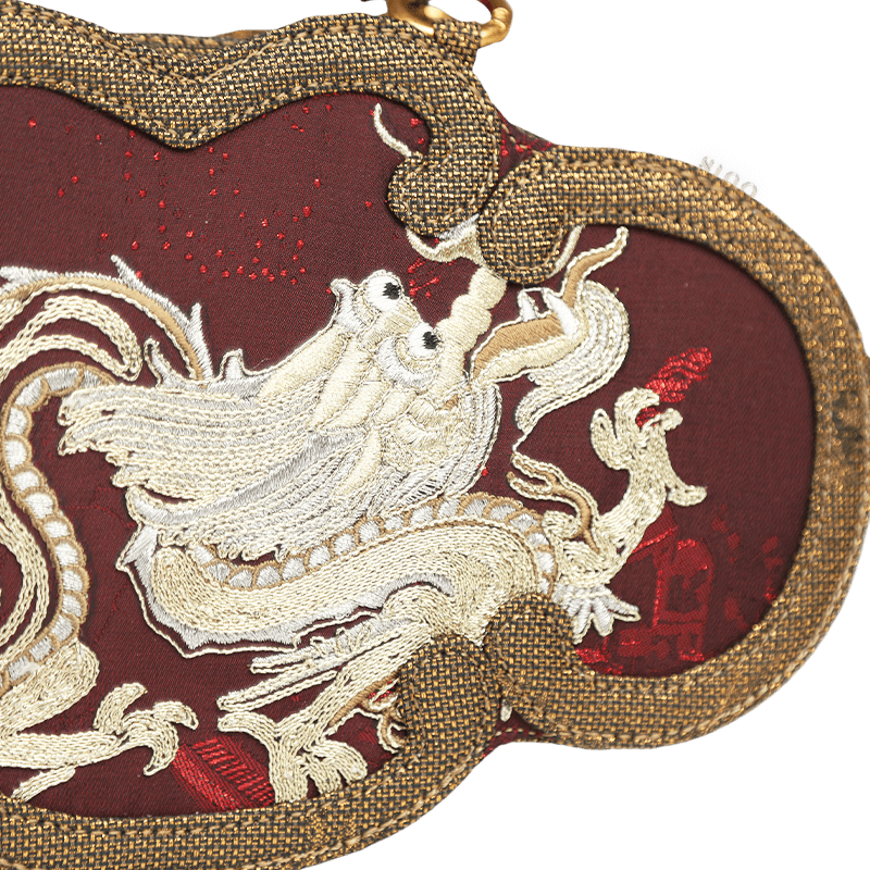 Ultra-Light Ruyi Loong Embroidery Handbag – Recycled Fabric with Hualuo Silk 205g - SinoCultural -- GD1211