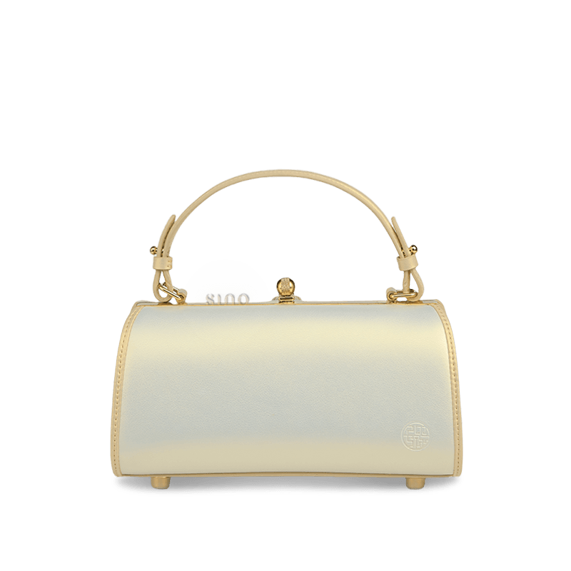 Embroidery Leather White Shoulder Bag Lotus Elegant Handbag - SinoCultural -- P120312