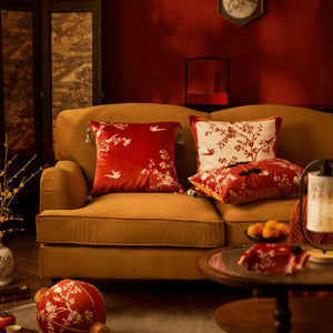 Chinoiserie Red Festive Chinese Style Throw Pillow - SinoCultural -- SJZBZ030A01