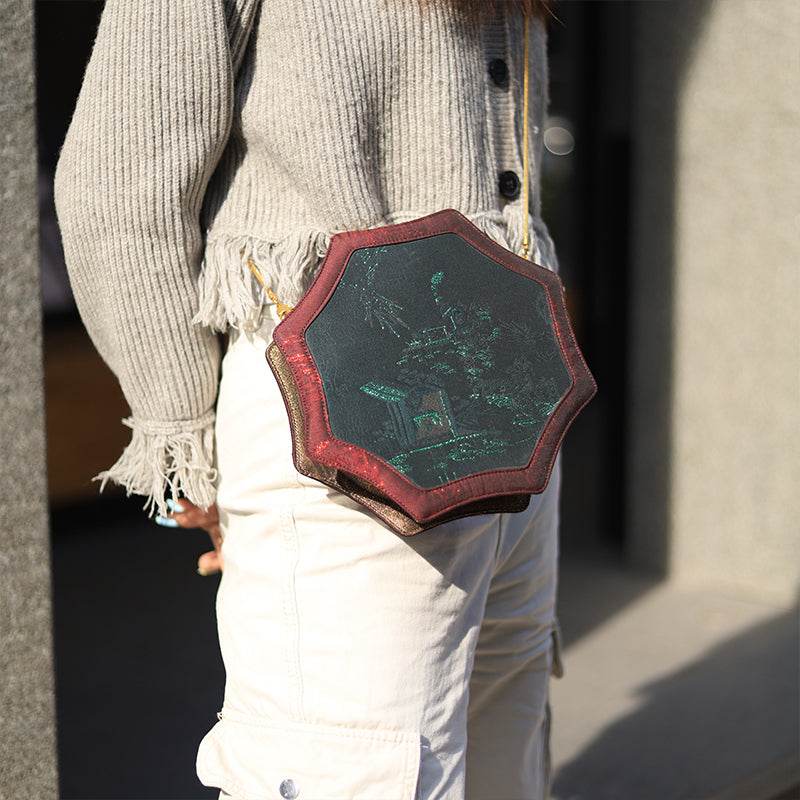 Ultra-Light Hexagonal Eco-Friendly Fabric Vintage Style Crossbody Bag 194g - SinoCultural -- GD1205