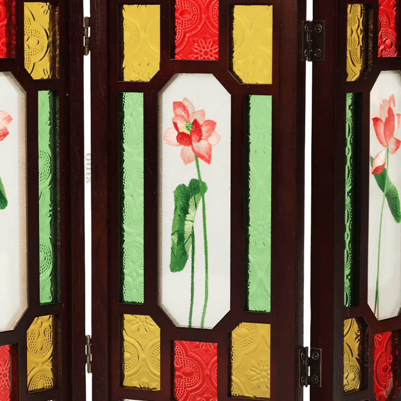Handcrafted Embroidery Lotus Blossom Cantonese Mansion Window Ornament - SinoCultural -- BXL06WCS174A03