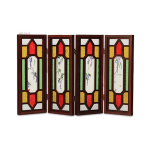 Handcrafted Embroidery Wisteria Cantonese Mansion Window Ornament - SinoCultural -- BXL06WCS174A04