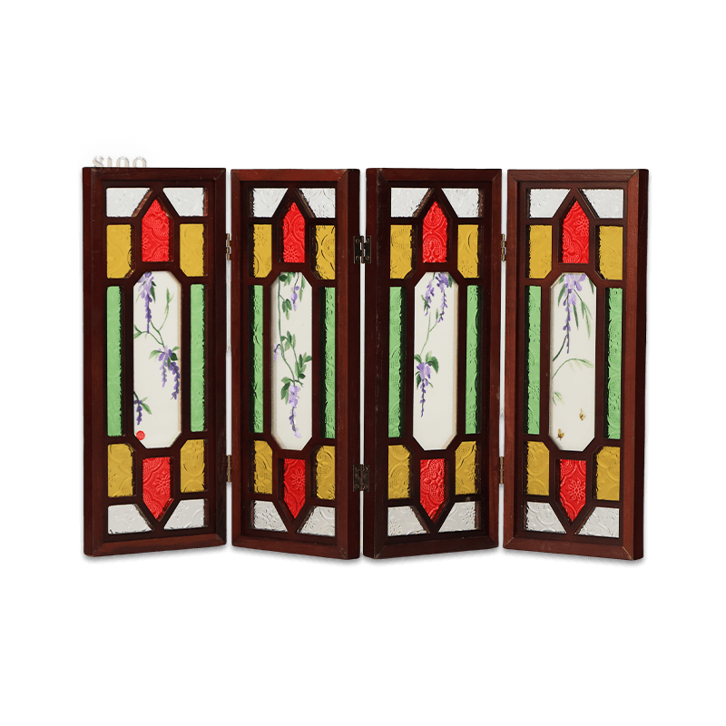 Handcrafted Embroidery Wisteria Cantonese Mansion Window Ornament - SinoCultural -- BXL06WCS174A04