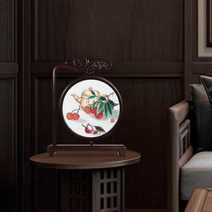 Handcrafted Mulberry Silk Lychee Double-Sided Embroidery Tabletop Decoration - SinoCultural -- JZSX001A14