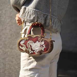 Ultra-Light Ruyi Loong Embroidery Handbag – Recycled Fabric with Hualuo Silk 205g - SinoCultural -- GD1211