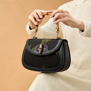 Xiangyunsha Print Crossbody Bamboo Handle Bag for Women - SinoCultural -- P110607