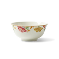 4.75 inch Chinoiserie bone china bowl with floral design, front view.