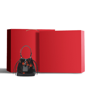 Xiangyunsha Silk Leather Printed Persimmon Bucket Bag - SinoCultural -- YS220680
