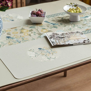 2-Piece Chinoiserie Placemat Waterproof Heat Resistant Blue Table Mat - SinoCultural -- TM010A01