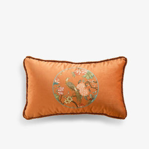 Chinoiserie Sofa Cushion Throw Pillow Orange Hydrangea Dream - SinoCultural -- SJZBZ028A01