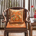 Chinoiserie Mountain Hydrangea Short Plush Wooden Chair Cushion - SinoCultural -- SC003A38