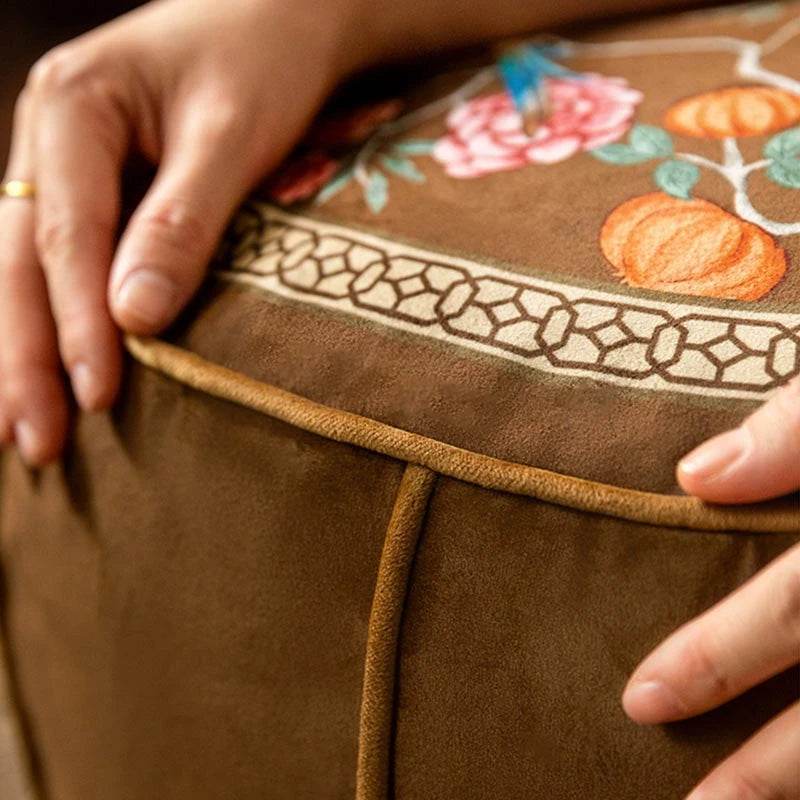 Chinoiserie Autumn Living Room Couch Cushion Pouf - SinoCultural -- B48J0019-C