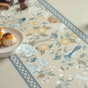 Chinoiserie Elegant High-end Floral Rectangular Leather Table Placemat - SinoCultural -- TM041A6060