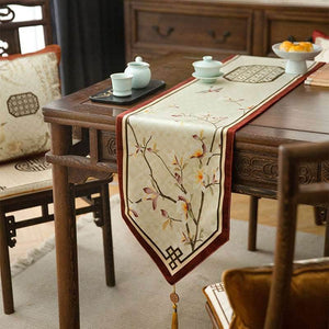 Chinoiserie Original Spring Flowers Table Runner - SinoCultural -- TR008C220