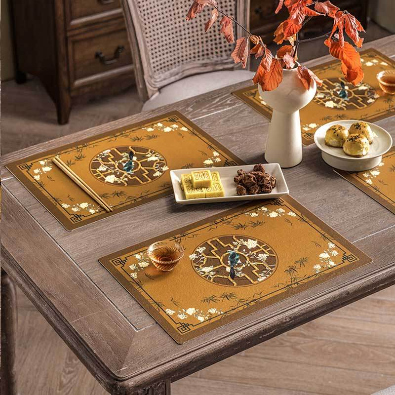 2-Piece Chinoiserie Vintage Classic Palace Style Thick Table Mat - SinoCultural -- TM043A3045