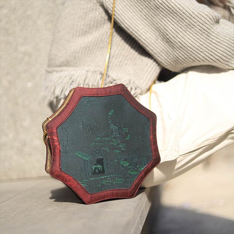 Ultra-Light Hexagonal Eco-Friendly Fabric Vintage Style Crossbody Bag 194g - SinoCultural -- GD1205