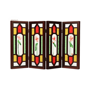 Handcrafted Embroidery Lotus Blossom Cantonese Mansion Window Ornament - SinoCultural -- BXL06WCS174A03