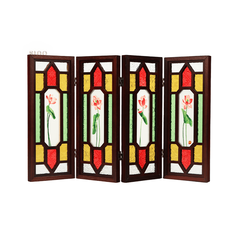 Handcrafted Embroidery Lotus Blossom Cantonese Mansion Window Ornament - SinoCultural -- BXL06WCS174A03