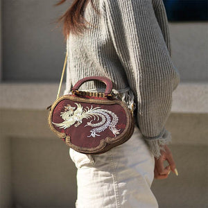 Ultra-Light Ruyi Phoenix Embroidery Handbag Recycled Fabric with Hualuo Silk 205g - SinoCultural -- GD1212