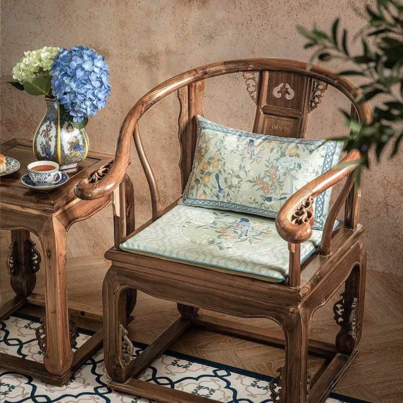 Chinoiserie Style Plush Printed Lumbar Pillow Cushion for Comfort - SinoCultural -- WP022A01