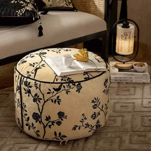 Chinoiserie Autumn Living Room Couch Cushion Pouf - SinoCultural -- B48J0006-1-C