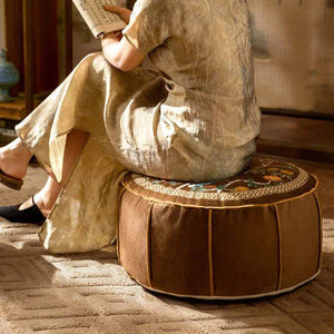 Chinoiserie Autumn Living Room Couch Cushion Pouf - SinoCultural -- B48J0019-C