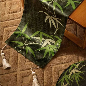 Chinoiserie Elegant Green Bamboo Table Runner - SinoCultural -- TR009GN160