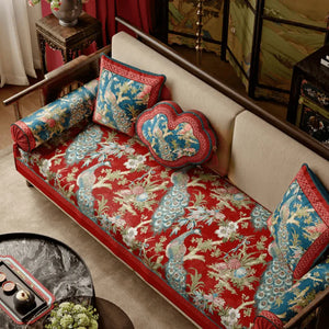 Chinoiserie Luxurious Peacock Decorative Throw Pillow - SinoCultural -- SJZBZ066A01