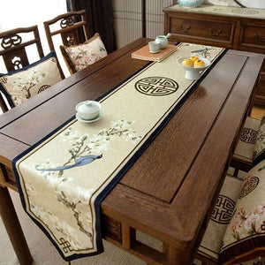 Chinoiserie Original Spring Flowers Table Runner - SinoCultural -- TR008C220