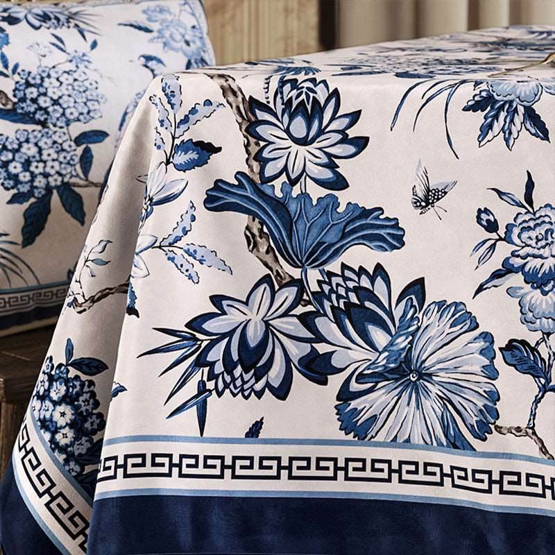 Chinoiserie Traditional Blue and White Long Table Runner - SinoCultural -- TR006BW160