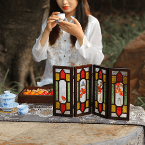 Embroidery Chinese Style Rosewood Cantonese Mansion Window Ornament - SinoCultural -- BXL06WCS174A02