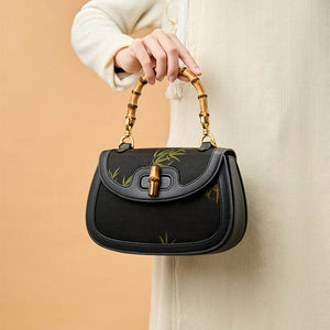 Xiangyunsha Print Crossbody Bamboo Handle Bag for Women - SinoCultural -- P110607