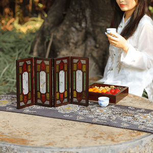 Handcrafted Embroidery Wisteria Cantonese Mansion Window Ornament - SinoCultural -- BXL06WCS174A04