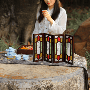 Handcrafted Embroidery Wisteria Cantonese Mansion Window Ornament - SinoCultural -- BXL06WCS174A04