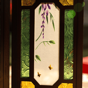 Handcrafted Embroidery Wisteria Cantonese Mansion Window Ornament - SinoCultural -- BXL06WCS174A04