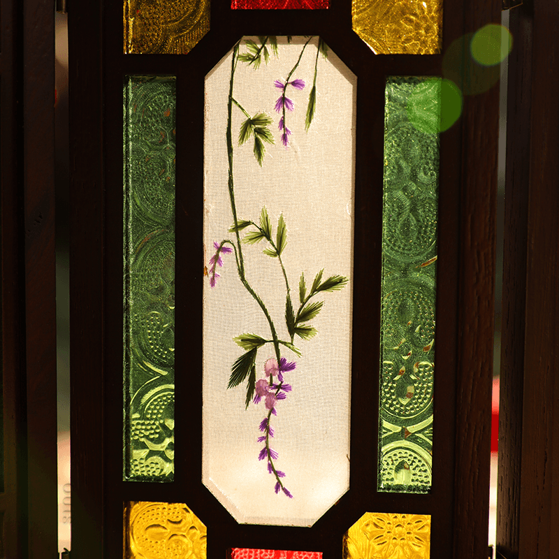 Handcrafted Embroidery Wisteria Cantonese Mansion Window Ornament - SinoCultural -- BXL06WCS174A04