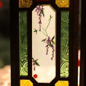 Handcrafted Embroidery Wisteria Cantonese Mansion Window Ornament - SinoCultural -- BXL06WCS174A04