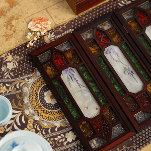 Handcrafted Embroidery Wisteria Cantonese Mansion Window Ornament - SinoCultural -- BXL06WCS174A04