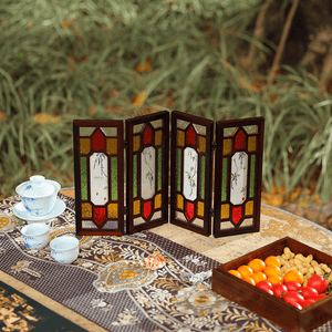 Handcrafted Embroidery Wisteria Cantonese Mansion Window Ornament - SinoCultural -- BXL06WCS174A04