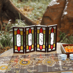 Handcrafted Embroidery Wisteria Cantonese Mansion Window Ornament - SinoCultural -- BXL06WCS174A04