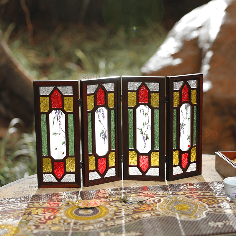 Handcrafted Embroidery Wisteria Cantonese Mansion Window Ornament - SinoCultural -- BXL06WCS174A04