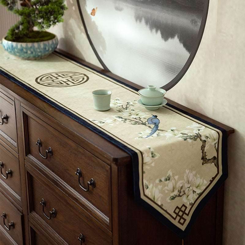 Chinoiserie Original Spring Flowers Table Runner - SinoCultural -- TR008C220