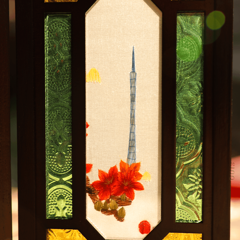 Embroidery Chinese Style Rosewood Cantonese Mansion Window Ornament - SinoCultural -- BXL06WCS174A02