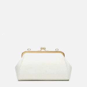 Embroidery Leather Kiss Lock Clutch Bag Lotus Evening Handbag - SinoCultural -- P220251