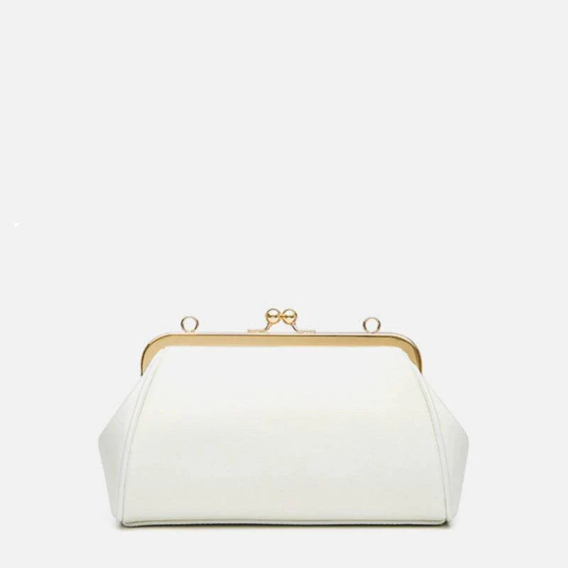 Embroidery Leather Kiss Lock Clutch Bag Lotus Evening Handbag - SinoCultural -- P220251