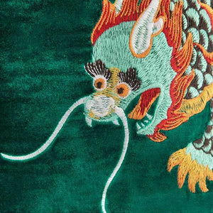 Chinoiserie Embroidery Vintage Green Velvet Throw Pillow - SinoCultural -- SJZBZ071A