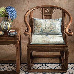 Chinoiserie Style Plush Printed Lumbar Pillow Cushion for Comfort - SinoCultural -- WP022A01