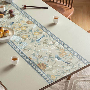 Chinoiserie Elegant High-end Floral Rectangular Leather Table Placemat - SinoCultural -- TM041A6060