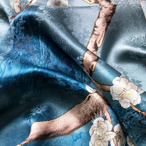 Mulberry Silk 14 Momme Square Scarf Plum Blossom 108x108 cm - SinoCultural -- CXFJ002