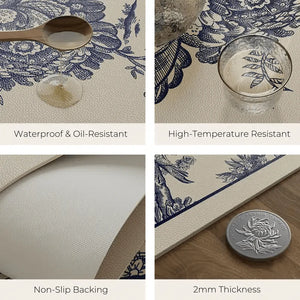 Chinoiserie Blue and White PVC Round Table Mat - SinoCultural -- TM018A50